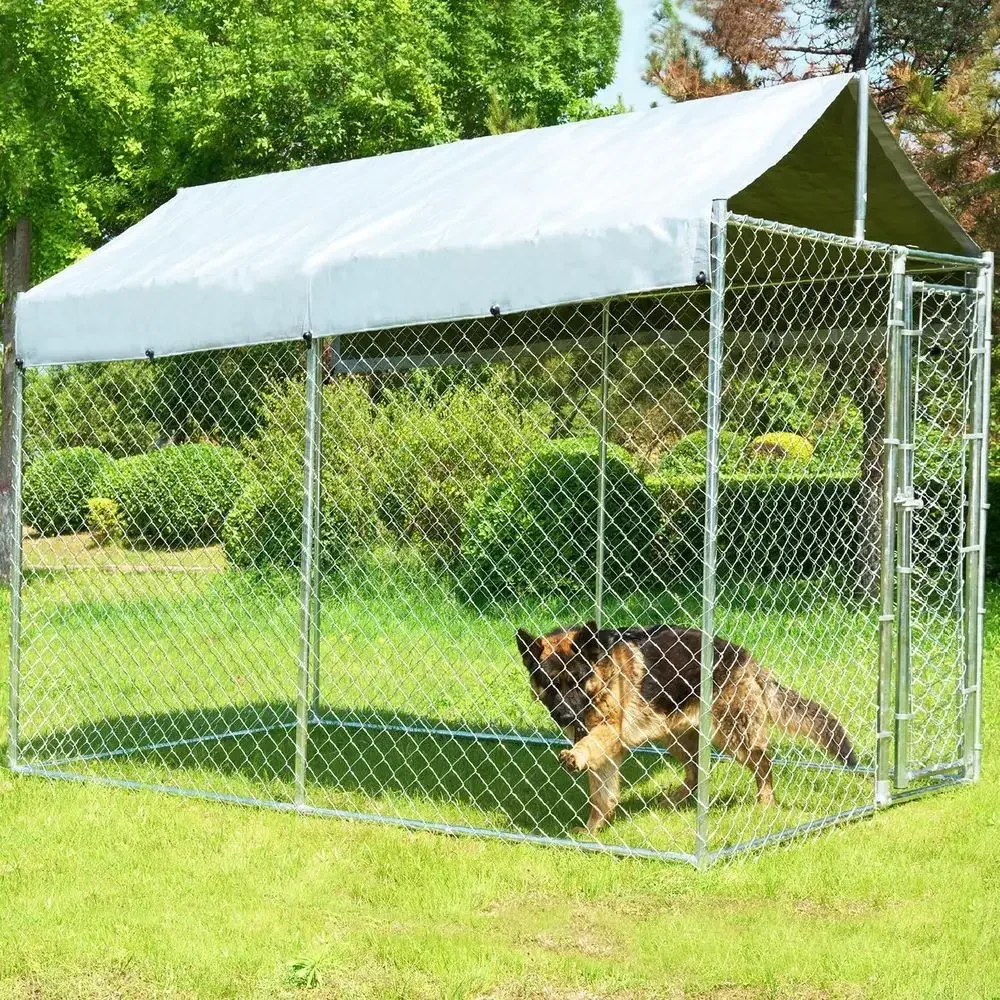 Security Chain Door - Kandang Anjing Luar Ruangan Kokoh 10x6x7.7ft