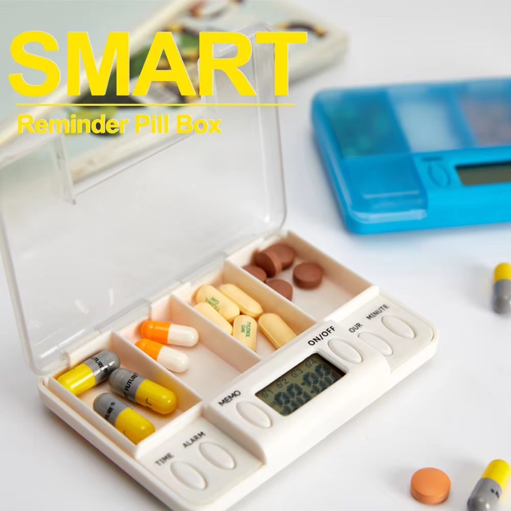 Medicine Cabinet Lock - Kotak Pil Pengingat Cerdas 4 Grid,