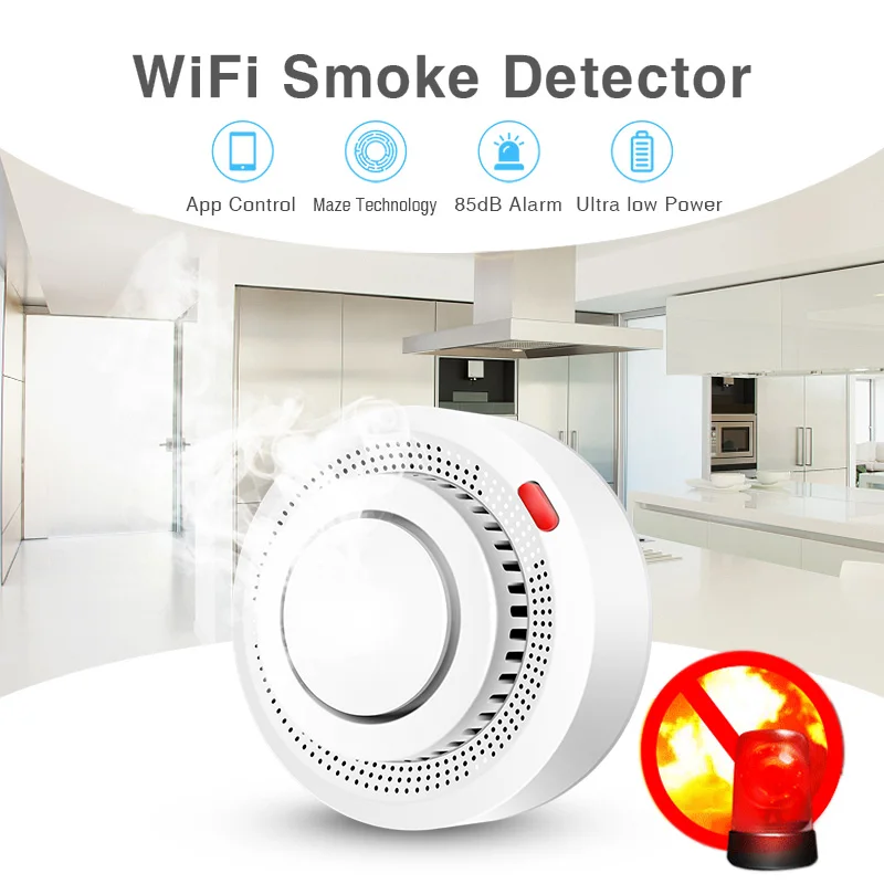Tuya Smart WiFi Sensor Asap Pe - Smoke Detector Interconnected ulasan dan harga
